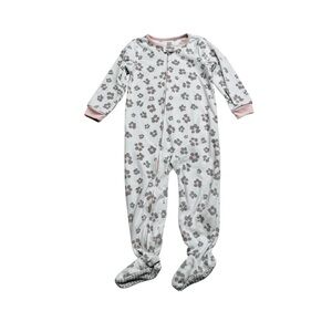 Carter's White and Pink Fleece Floral Footie Pyjamas